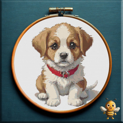 "Brown Puppy" Cross Stitch Pattern - Interactive PDF Chart