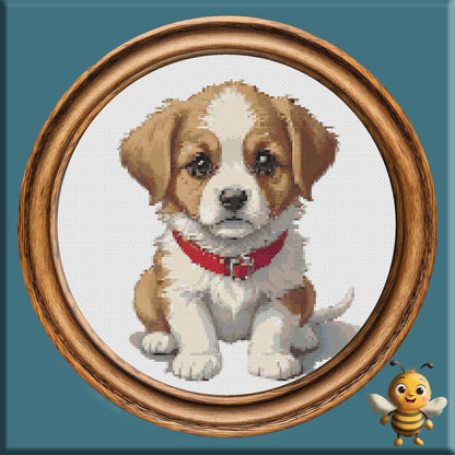 "Brown Puppy" Cross Stitch Pattern - Interactive PDF Chart