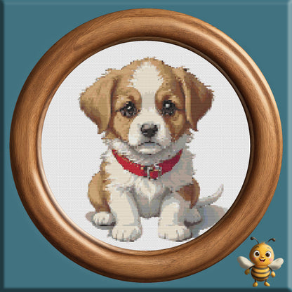 "Brown Puppy" Cross Stitch Pattern - Interactive PDF Chart